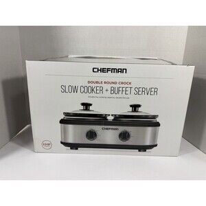 Chefman Slow Cooker - Buffet Server 2.5qt Double Round Crock. Brand New
